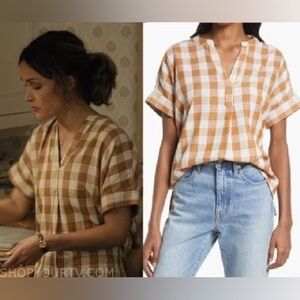 Madewell Lakeline Popover Shirt Double-Faced Gingham 100% Cotton